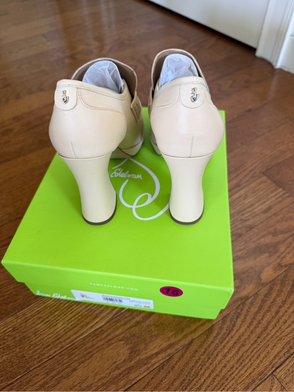 Sam Edelman Jeanette Eggshell Block-Heel Loafer Pumps - Picture 8 of 8